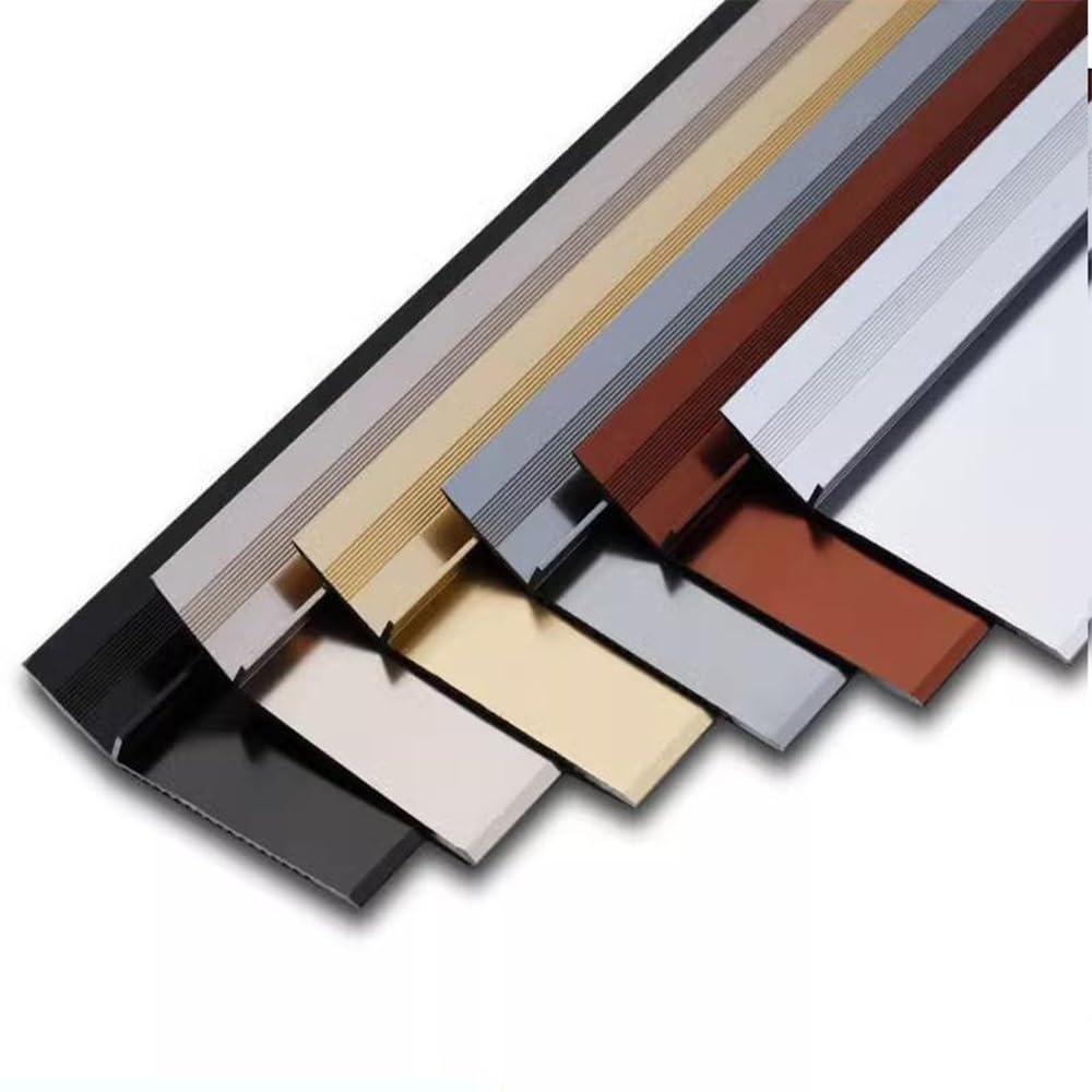 Aluminium Rampe D'entrée Seuils Réducteur, 10cm Bande De Transition Sol, Barre De Seuil De Rattrapage pour Compensation Hauteur Métal(Black)