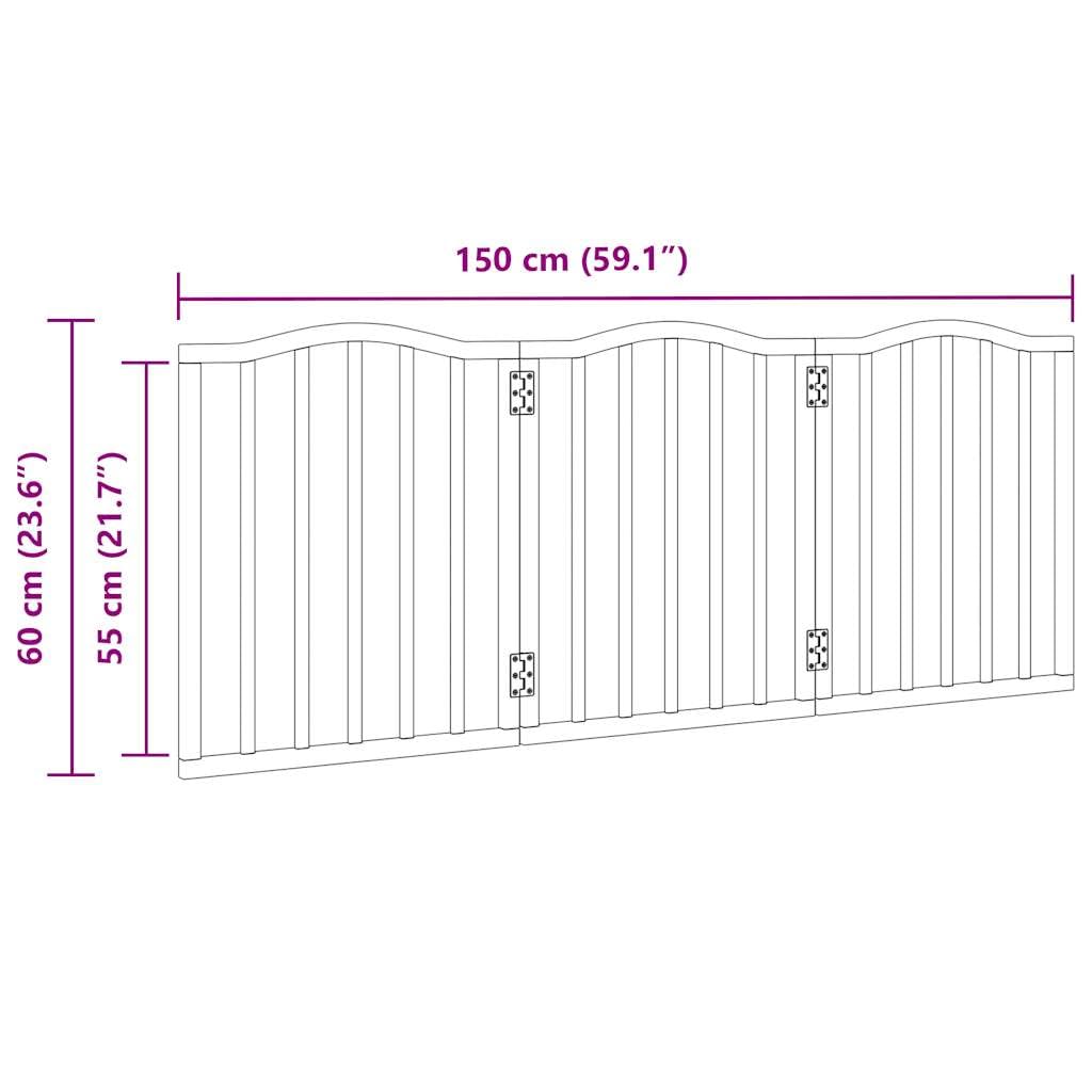 Puerta plegable para perros de madera de álamo de 3 piezas, 150 cm, independiente y compacta, valla segura para mascotas para interior y exterior, ideal para entrenamiento de cachorros y