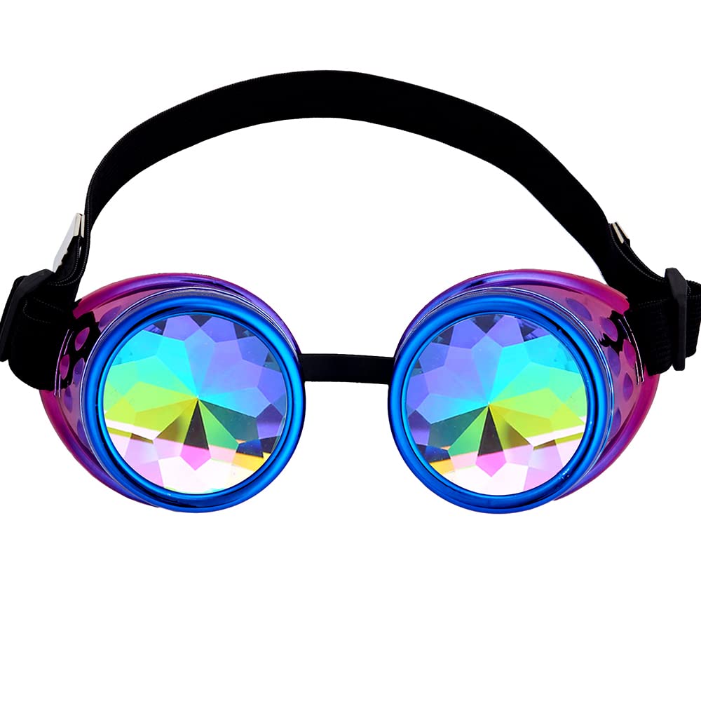 OMGREAT Kaleidoscope Glasses for Raves Steampunk Goggles with Rainbow Prism Diffraction Crystal Lenses