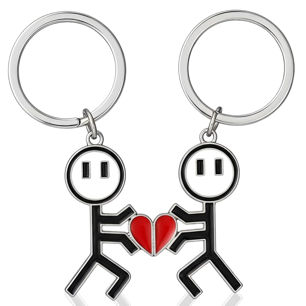 PyrrlicToy Couple Heart Keyring,Magnetic Heart Keyring for Couples,Zinc Alloy Keychain,Gift Idea for Lovers,for Valentine's Day,Birthday
