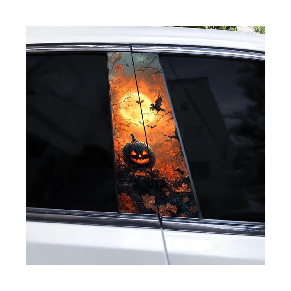 Body Parts 2pcs Horror Pumpkin Stickers DIY Car Pillar Stickers Car Center Pillar Vinyl Stickers(C)