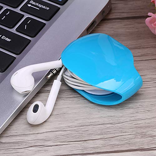 Auto Cable Cord Wire Organizer Bobbin Winder Holder Cord Manager Cable Winder Cord Management Keeper for Data Cables Headset Headphone Earphone Wires (Blue) - Image 2