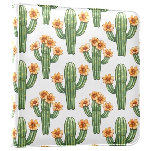 JIPONI Cactus Bloss Large Photo Album, DIY Leather Cover Scrapbook Albums for 4x6 5x7 6x8 Pictures, Self Adhesive Memory Book for Wedding, Baby, Family