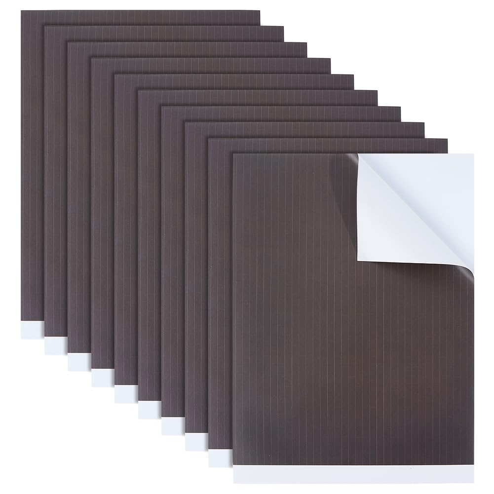 BENECREAT 10Pcs Self Adhesive Coated Paper for Miniature Scenery Model, 30x21cm/11.8x8.3 Inch Diorama Supplies Stickers for Miniature Village Roads Streets Brick Mat (White Vertical Stripe)
