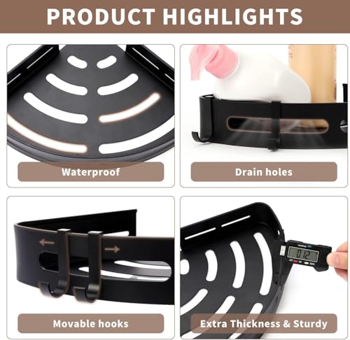 Image of TEKCOOL Bathroom Organiser, Plastic Self Adhesive Bathroom Shelf for Wall Corner, Washroom Organizer, Bathroom Rack Stand Without Drilling (Set of 1)'