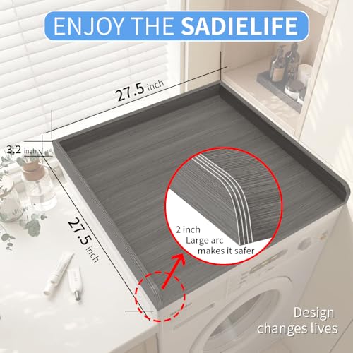 Image of Washer Dryer Countertop Only, 27.5 inch x 27.5 inch Laundry Room Countertop for Folding, Washer and Dryer Countertop Single with Non-Slip Pads, Easy Install Washer and Dryer Topper with Edge Rails Gray