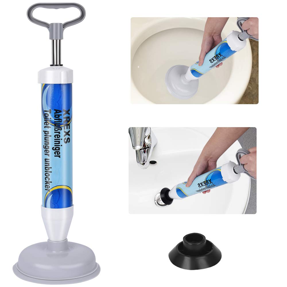 XREXS Drain Buster Toilet Air Plunger Powerful Drain Plunger with 2
