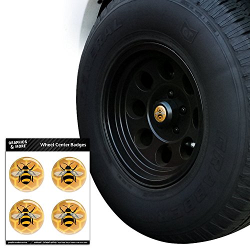 GRAPHICS & MORE Bee on Honeycomb Tire Wheel Center Cap Resin-Topped Badges Stickers