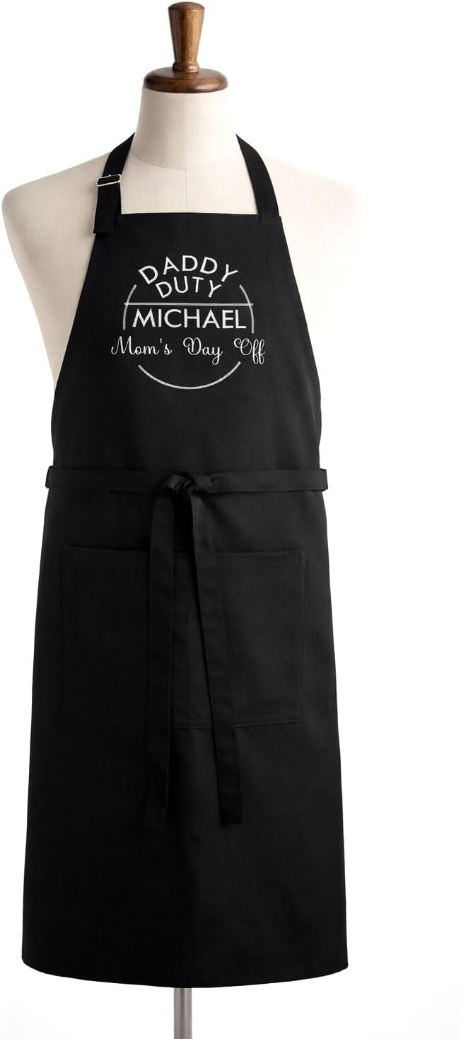 Personalized Daddy Duty Apron with Name, Mom’s Day Off, Gift for Dad & New Dad