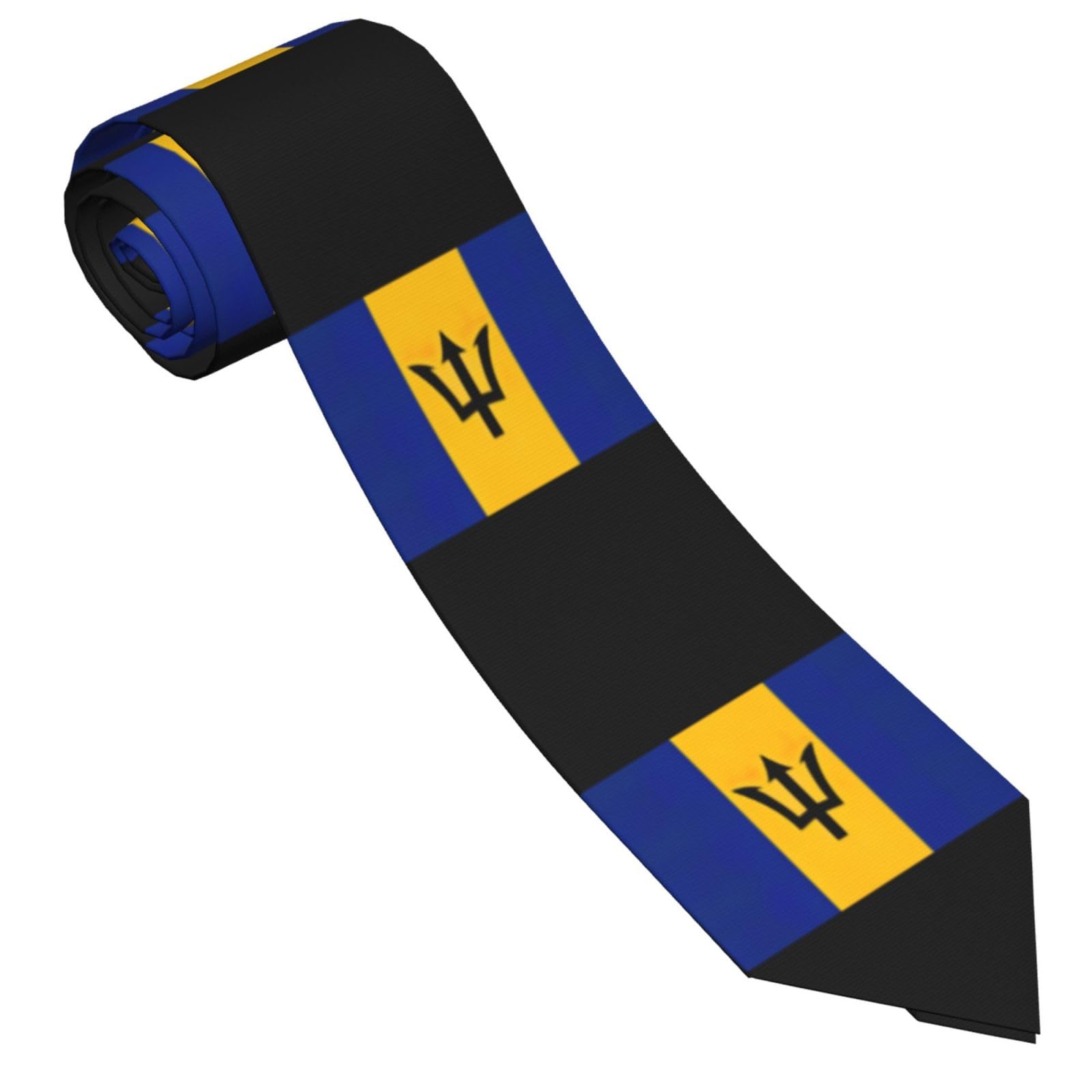 FWJZDSP Men'S Cute Barbados Flag Fashion Tie Silk Necktie Classic Neck Tie Set Gift