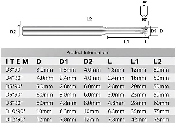 90 Degree Front Back Deburrer Double Angular Chamfering Cutter Inner Chamfer CNC Tool,D4x16xD2.4xD4x50