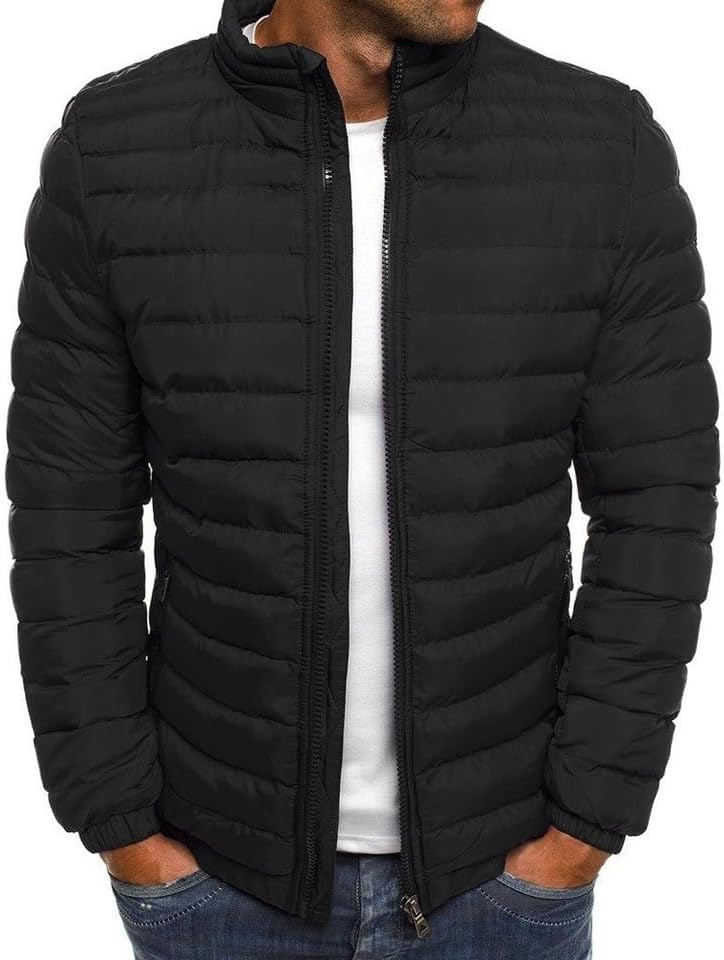 Generic Design Jacket for (Couleur : Black) (SIZE: 2XL) Mens Padded Jacket Water Resistant Puffer Winter Warm Coats Puffer Zipper Coats