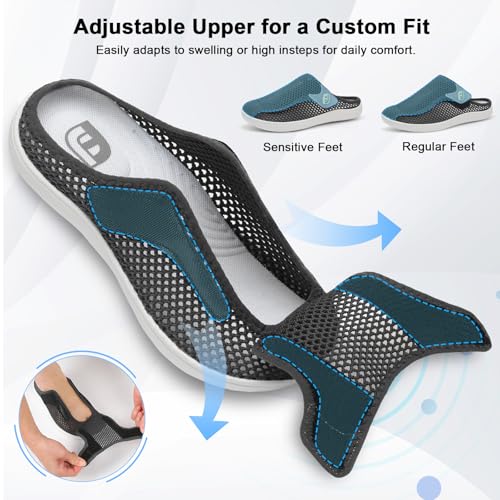 JOINFREE Slippers for Women Adjustable Indoor House Shoes, Wide Width Diabetic Home Shoes Comfy Non Slip Breathable Slippers for Edema, Swollen Feet, Elderly, Pregnancy2