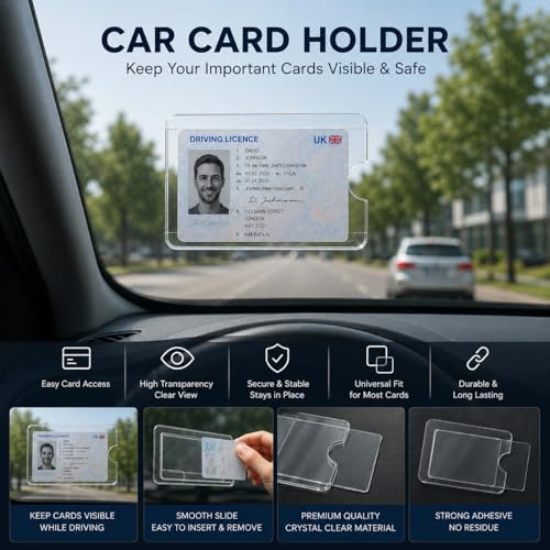 Image of Card Holder for Car Card Cover Windshield Glass with 3m Tape