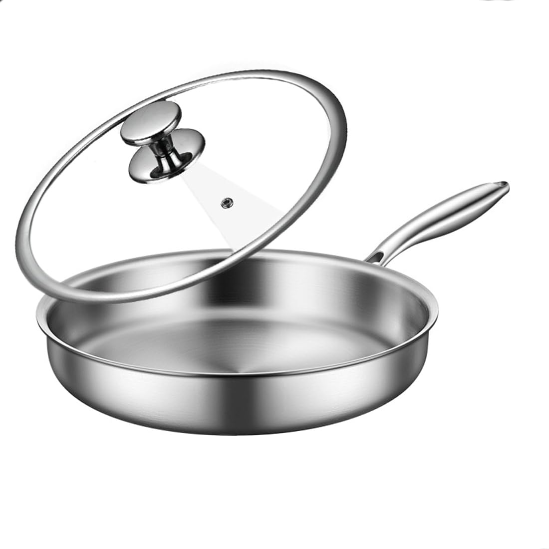 2 pieces Stainless Steel Frying Pan with Lid(32cms)