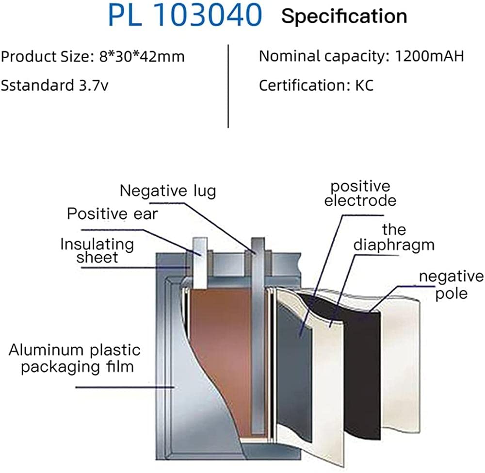 103 Oktan 3.7V 1200mAh 103040 Lipo Battery Rechargeable Lithium