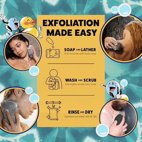Image of Goshi Exfoliating Shower Sponge- Grey, Rapid-Drying, Rip Resistant
