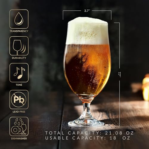 Image of KROSNO Beer Glasses Set of 6, 16.9 oz, Harmony Collection | Drinking Glasses, IPA, Pilsner, Ale, Drinking Set, Lead-Free Crystal, Beer Stein, Dishwasher Safe