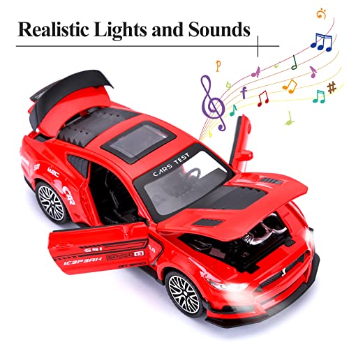 Gt500 Toy Cars For Boys Die Cast Metal Cars Toys Pull Back Toy Car With Sounds And Lights Toy Gifts For 3+ Years Old Kids(Red) #TOP1