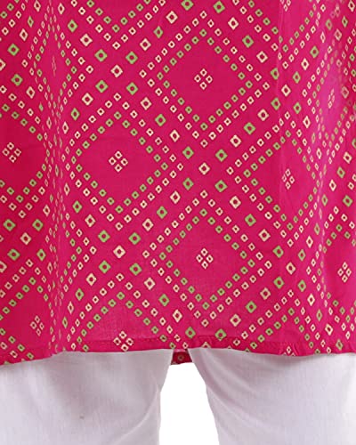 Image of AHHAAAA Kids Ethnic Cotton Bandhani Printed Kurta Pajama Set For Boys
