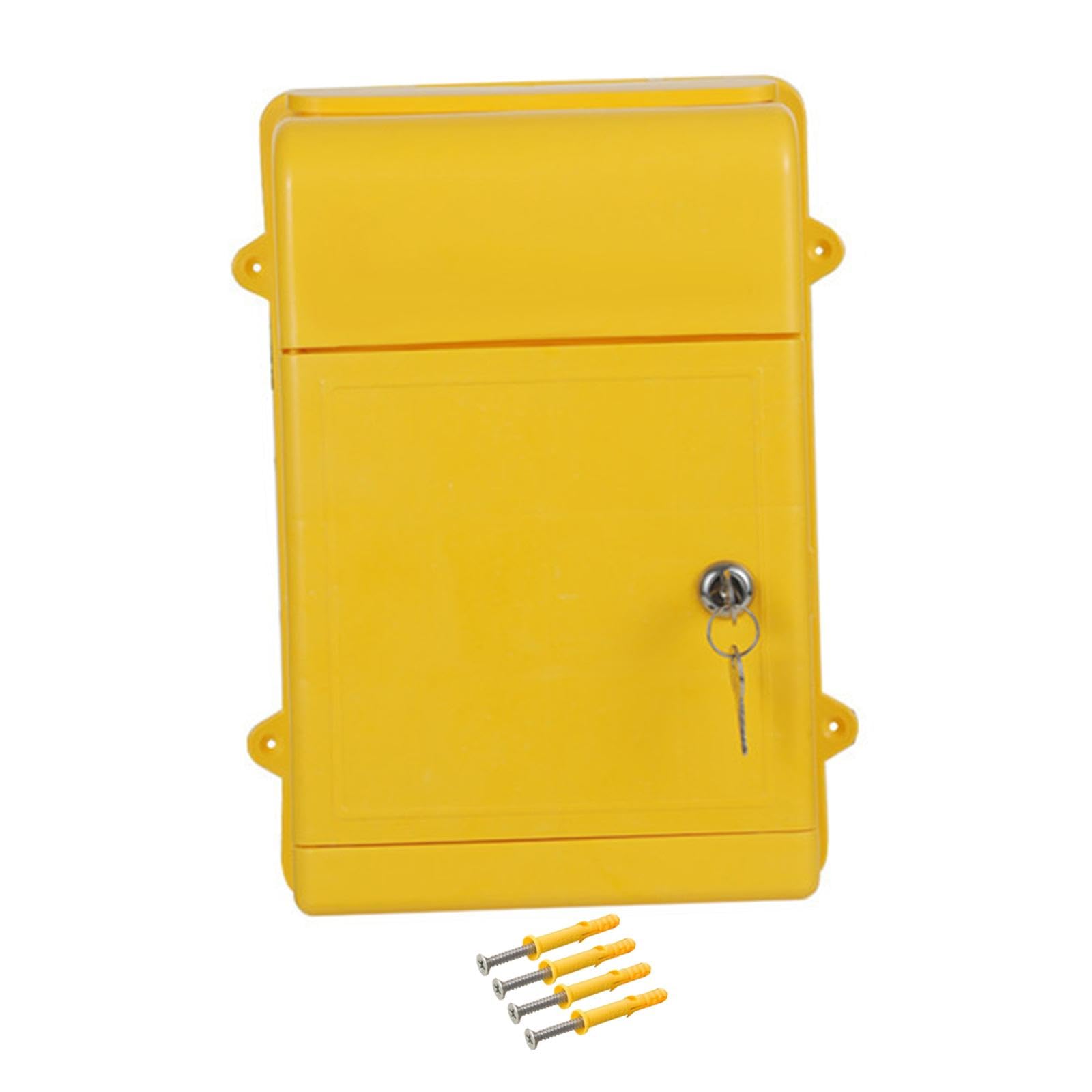 UJEAVETTE Wall Mounted Mailbox Hanging Post Box Collection Box Door House Key Drop Box Yellow-image-33