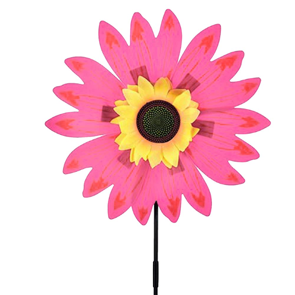 Moulin à Vent Tournesol Jardin - 70cm De Haut - PVC Coloré - Décoration Extérieure