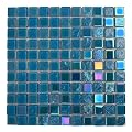 Tenedos HTC Ocean Blue Glass Mosaic Tiles – Iridescent Glossy Finish Wall Tile for Kitchen Backsplash, Bathroom Shower, Pool and Spa Accent Features (10 Sheets)