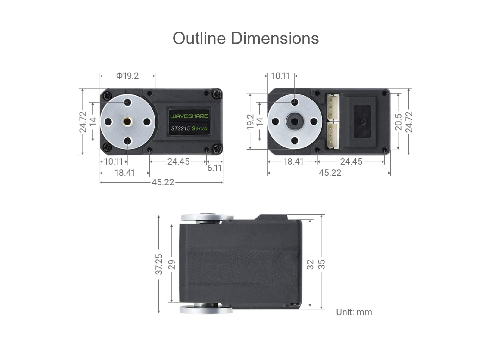30KG Servo Bus Seriale Coppia Elevata ST3215 Servomotore Motoriduttore in Metallo con 360° Encoder Magnetico Programmabile ad alta Precisione, Feedback Bidirezionale, Servo/Motore Doppia Modalità
