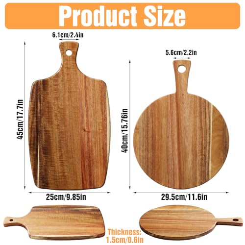 2 Tablas De Cortar De Madera De Acacia Con Mango miniatura 3