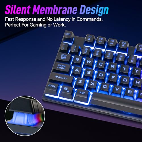CHONCHOW Wired Gaming Keyboard, 104 Keys Full Size, with Anti-Ghosting and Multimedia Keys, LED Backlit Light Up Keyboard for PC Mac Laptop Desktop, Gaming or Office - Image 6