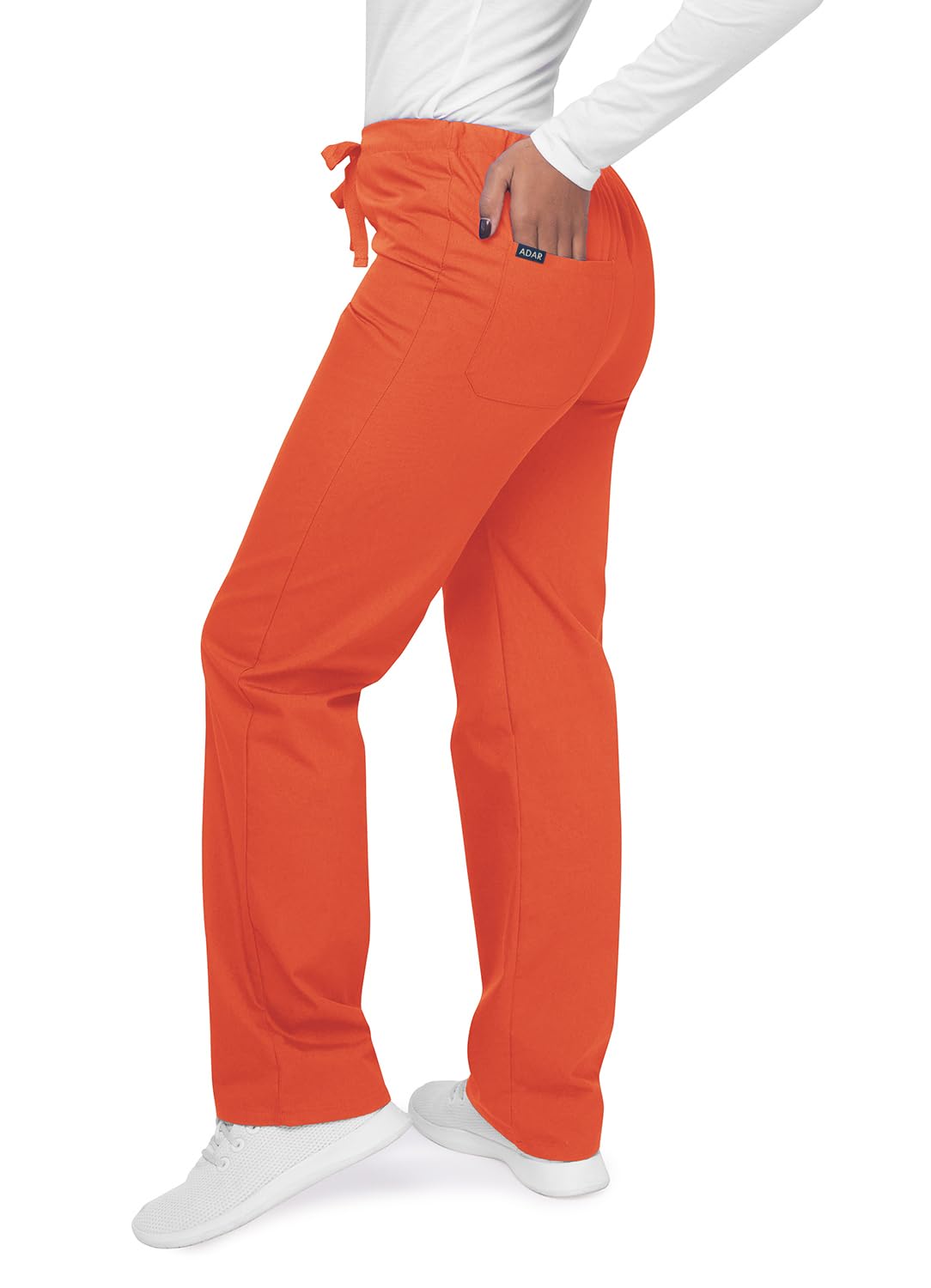 Adar Universal Unisex Scrubs - spodnie ze zwężanymi nogawkami ze sznurkiem, Mandaryński pomarańczowy, S