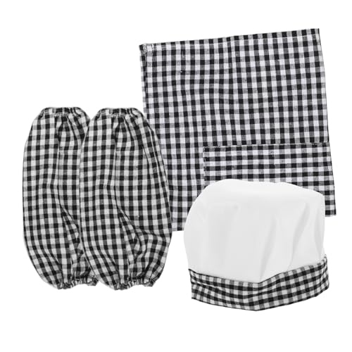 Delantal y gorro para niños con mangas protectoras conjunto chef disfraces poliéster