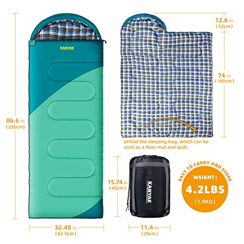 Camping Sleeping Bag, 32℉ Sleeping Bags for Adults Kids Teens Cold Weather Warm Sleeping Bag Winter for 3 - Additional View