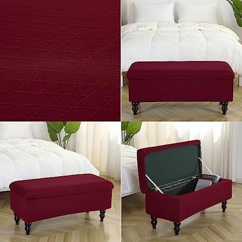 Image of FUANGUI Ottoman Cover Stretch Storage Ottoman Bench Slipcover Printed Folding Storage Bench Ottoman Cover Footrest Stool Slipcover Footstool Protector Cover with Elastic Bottom.Medium