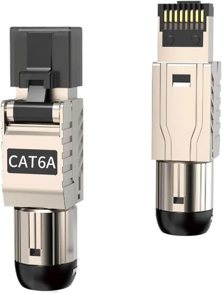 RJ45 Connector Tool-Free Cat8 CAT7 CAT6A, Cat 8 Field Termination Shielded RJ45 Modular(6 pcs,CAT8)