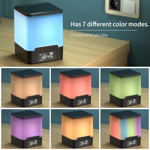 Image of winshine Alarm Clock for Bedroom, RGB Night Light Bluetooth Speaker with Music Rhythms, Wake-up Alarm Clock with Sound and Light, 12 or 24 Hr AutoOff Touch Control, Gift for Teens Girls or Boys, Black