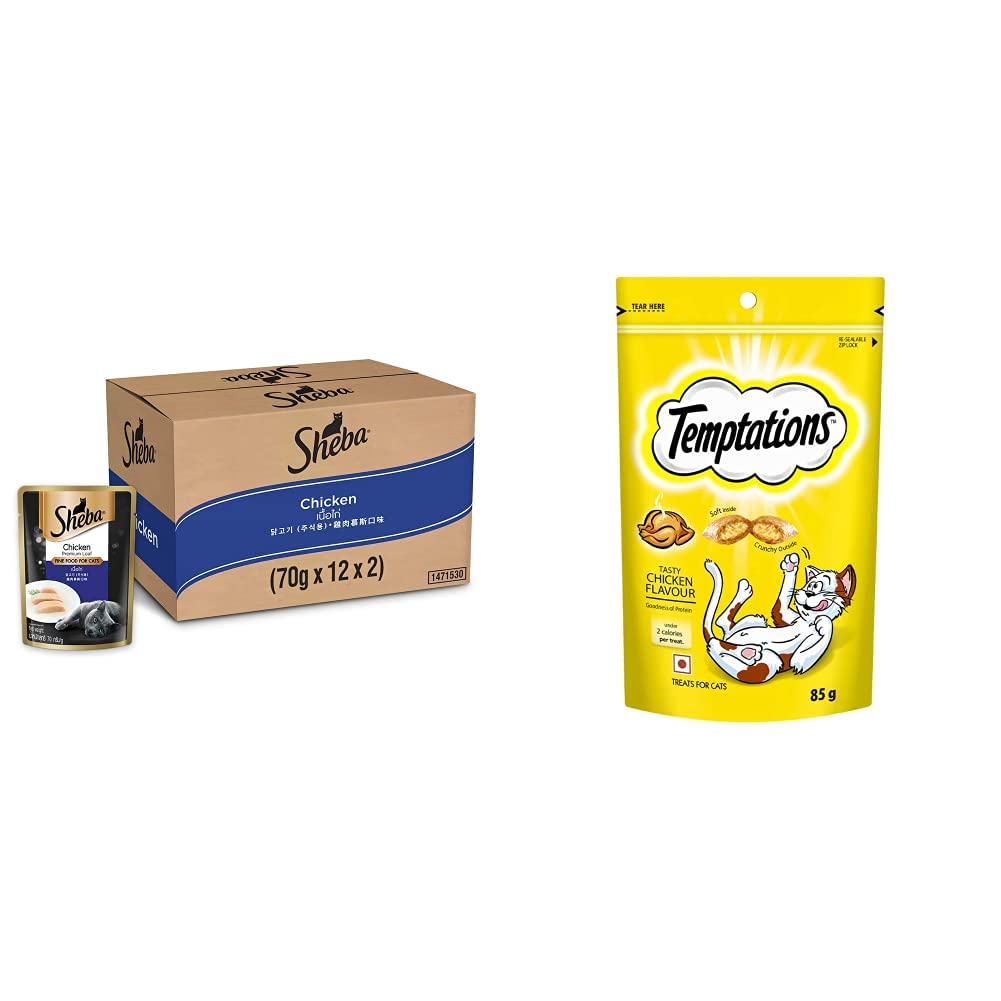 Sheba Rich Premium Adult (+1 Year) Fine Wet Cat Food, Chicken Loaf- Pack of 24 x 70g & Cat Treat, Tasty Chicken Flavour - 85 g (B09RWVTXP5) Amazon Price History, Amazon Price Tracker