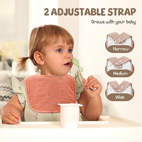 Poikshark BBB6 6-Pack Muslin Baby Bibs For Unisex Boys Girls, Solid Colors, Soft Cotton Baby Drool Bibs thumb #1