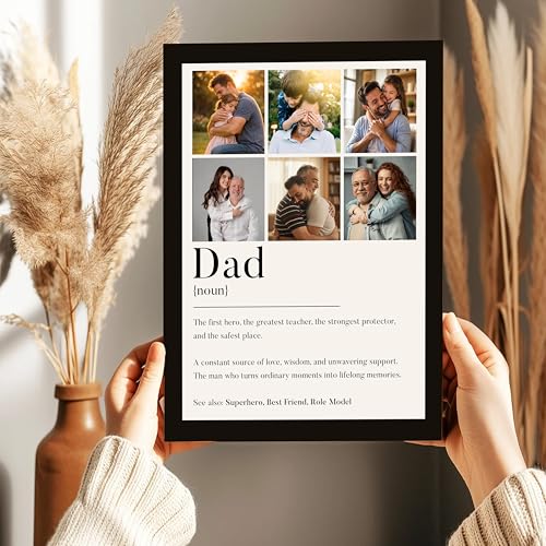 Image of Art Street Personalized Gift for Father, Dad Photo Frame | 6 Image Collage with Custom Text, Customized Photo Frame for Father, Wall Decor for Bedroom Living Room, A4 Size 8x12 Inch