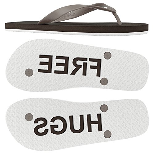 FlipSidez Mens FREE HUGS sand imprint flip flops