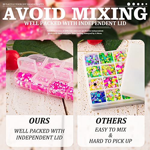 Belleboost Resin Rhinestones Kits, 2 Boxes Hot Pink Ab 2/3/4/5/6Mm Flatback Nail Art Jelly Rhinestones Bedazzling Non Hotfix Crystal Gems For Diy Crafts Tumblers Bottles Mugs Clothing Makeup Manicure #TOP4