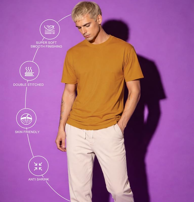 Image of Sleepynuts Men's Regular Fit Round Neck Half Sleeves Solid Casual Wear T-Shirt