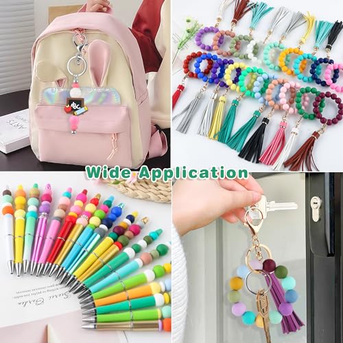 Kovict 150Pcs Silicone Beads 15mm Mix Color, Bulk Silicone Beads 15mm for Keychain Pens and Bracelet Making(White) by Kovict - Used condition - Image 5