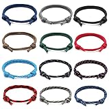 Jewdreamer 12Pcs Nautical Braided Bracelets for Men Women Handmade Rope Paracord Bracelet Cool Strin