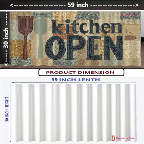 Image of DARSHANAM WORLD Modern Printed Kitchen Sink Curtain | Kitchen Under Sink Curtain | Decorative Cabinet Cover | Washable & Dustproof (2, Open)