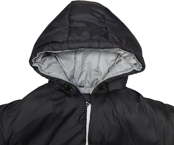 Thermotuff Wearable Sleeping Bag with Dual Hoodie, Long Sleeves, Pockets & Adjustable Drawstring - Ideal for Camping, Cold Weather Hiking, and Stadium Sak Blanket