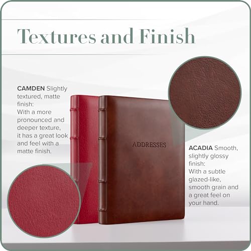 Gallery Leather Large Address Book with Alphabetical Tabs up to 480 Records, Leather Notebook Hardcover, Telephone and Address Books - 9x7", Desk Address, Camden Orchid