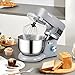 VEVOR Stand Mixer, 660W Electric Dough Mixer with 6 Speeds LCD Screen Timing, Tilt-Head Food Mixer with 5.8 Qt Stainless Steel Bowl, Dough Hook, Flat Beater, Whisk, Scraper, Splash-Proof Cover - Gray