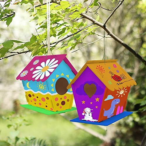 image for hapray 4 Pack Bird House Crafts for Kids Ages 5-8 8-12, Buildable DIY 
