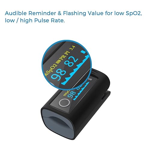 Miniatura 7 de Wellue Oxímetro de pulso Bluetooth, monitor de saturación de oxígeno en sangre con aplicación gratuita, baterías, bolsa de transporte y cordón